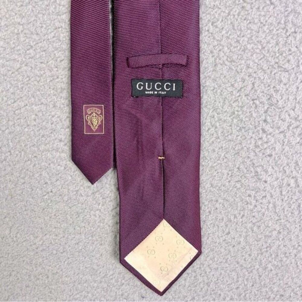 GUCCI MENS SILK TIE WINE COLOR - Picture 2 of 7